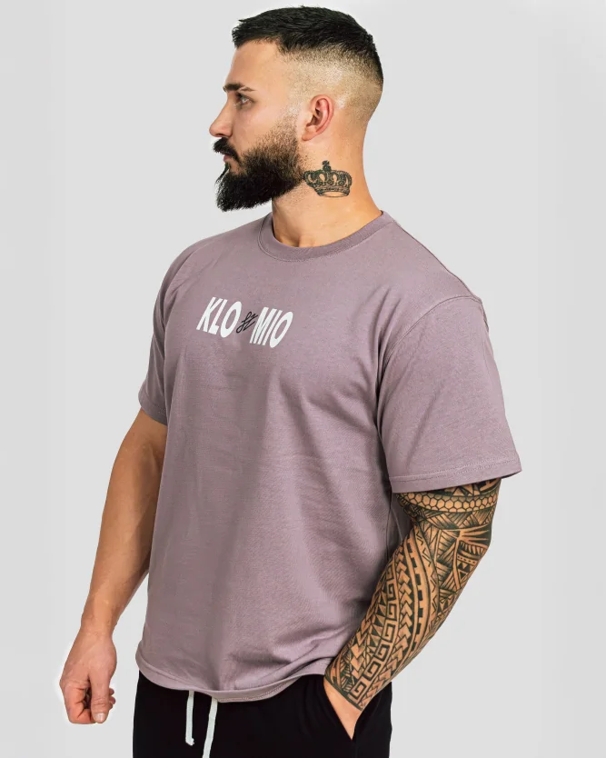 Pánske bavlnené oversized tričko fialové, pohodlné fitness tričko na cvičenie a voľný čas
